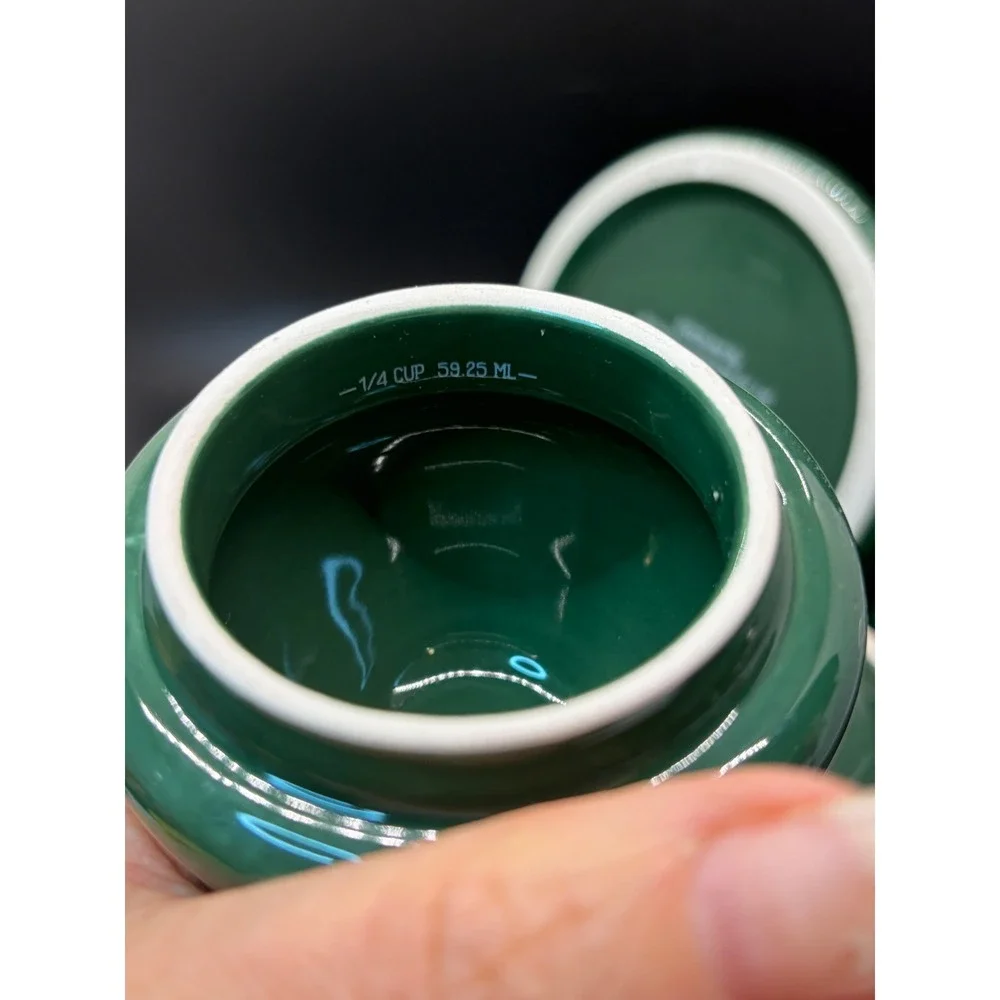 Christmas Tree Ceramic Nesting Measuring‎ Cup Set 4 Piece Green Holiday Decor